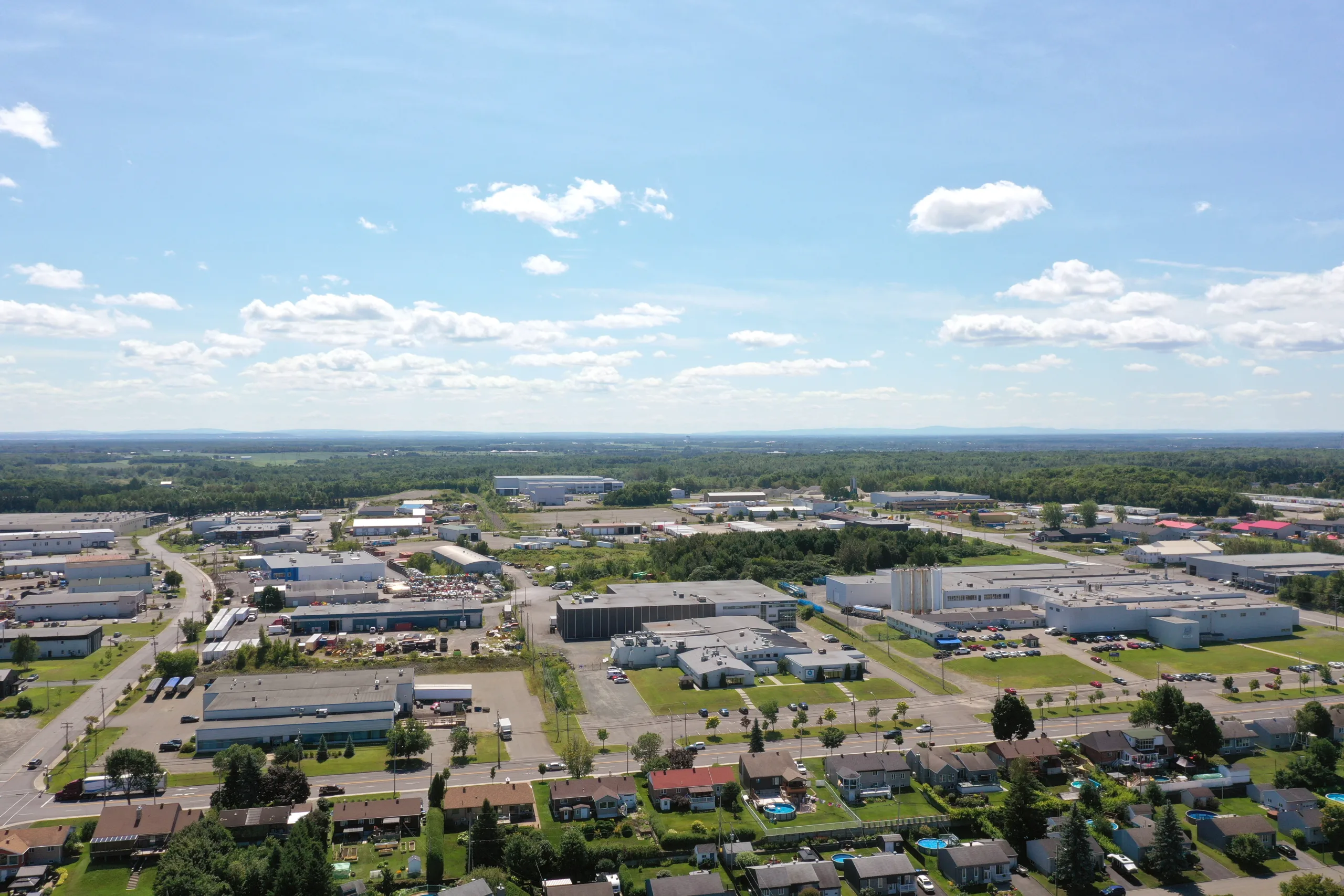 Vue aérienne du parc industriel Lauzon