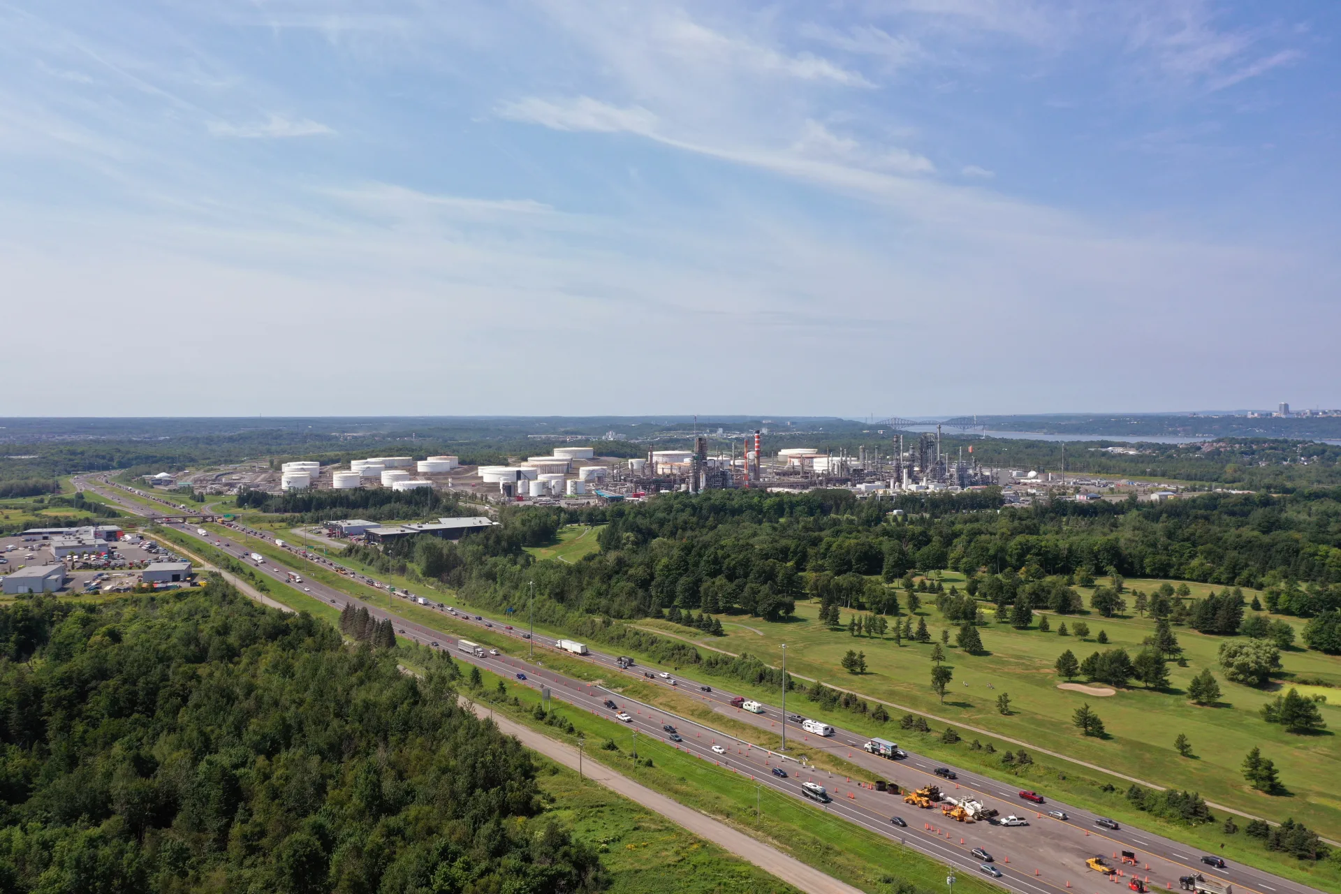 Une vue aérienne du parc industriel Perreault