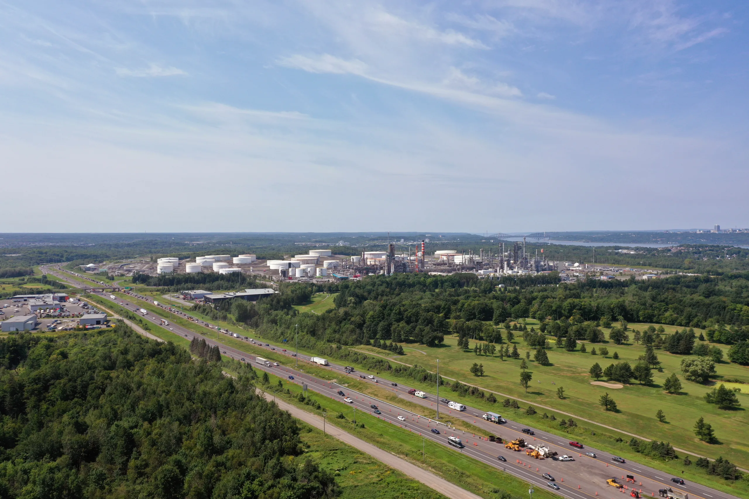 Une vue aérienne du parc industriel Perreault