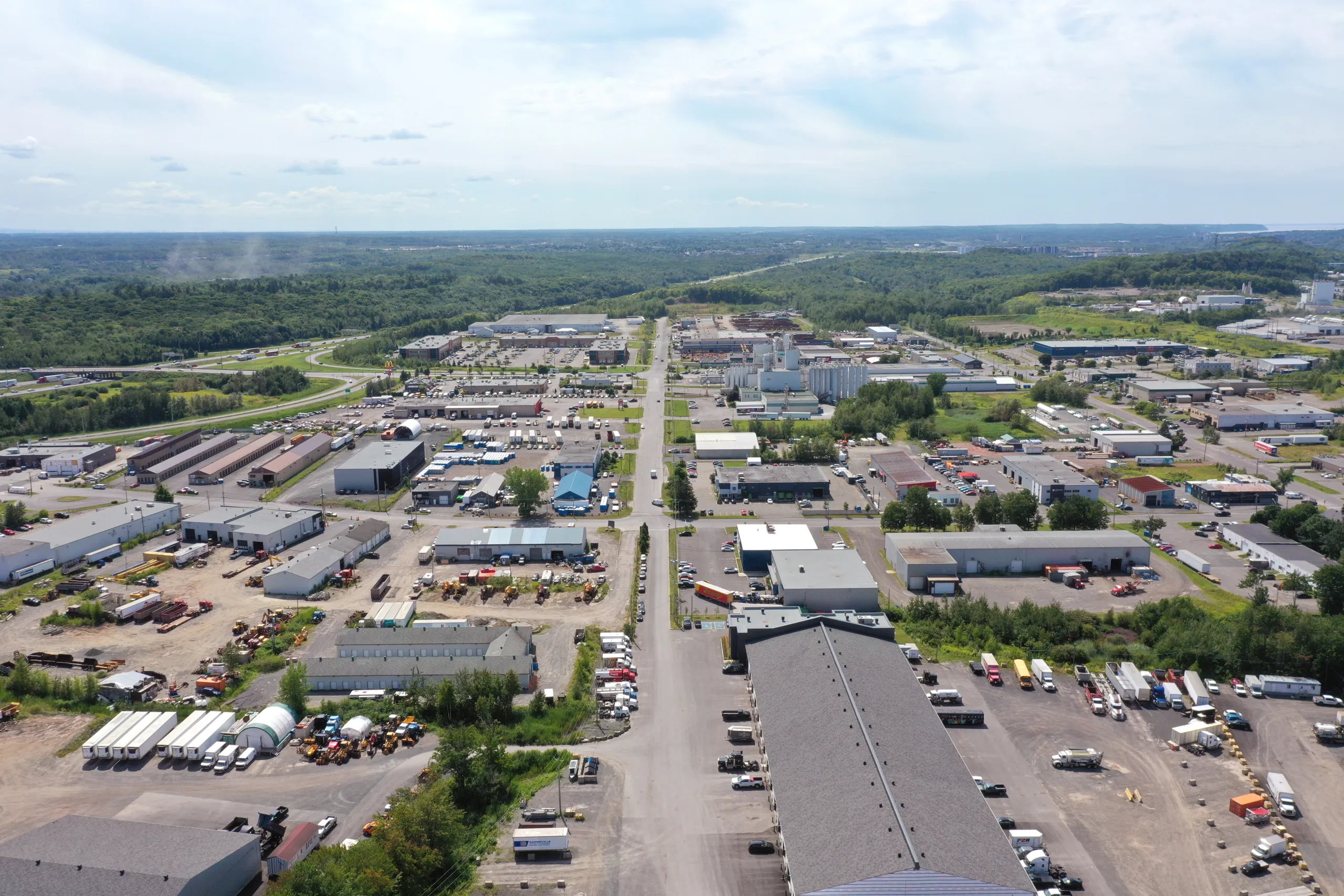 Vue aérienne du parc industriel Saint-Romuald