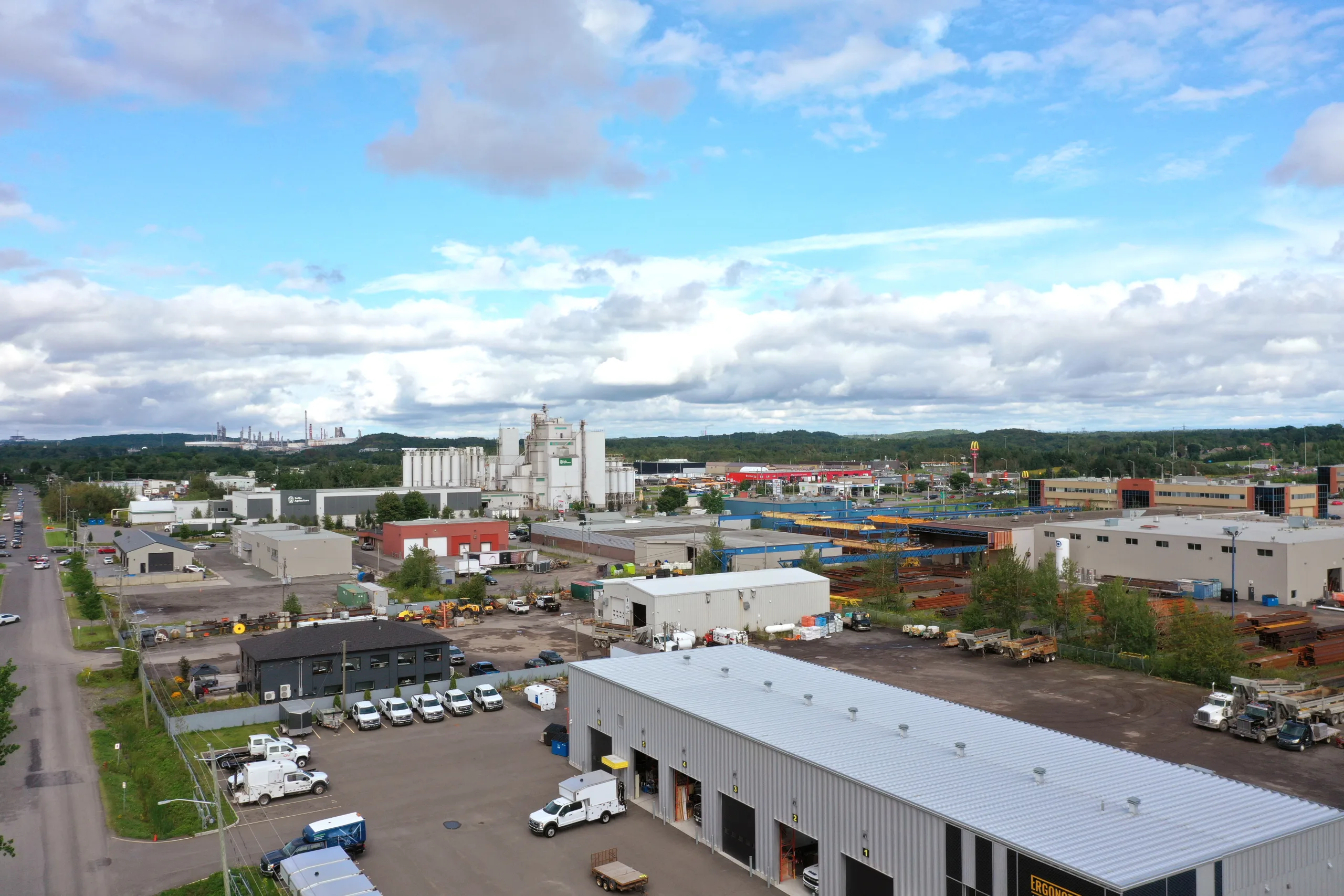 Vue aérienne du parc industriel Saint-Romuald