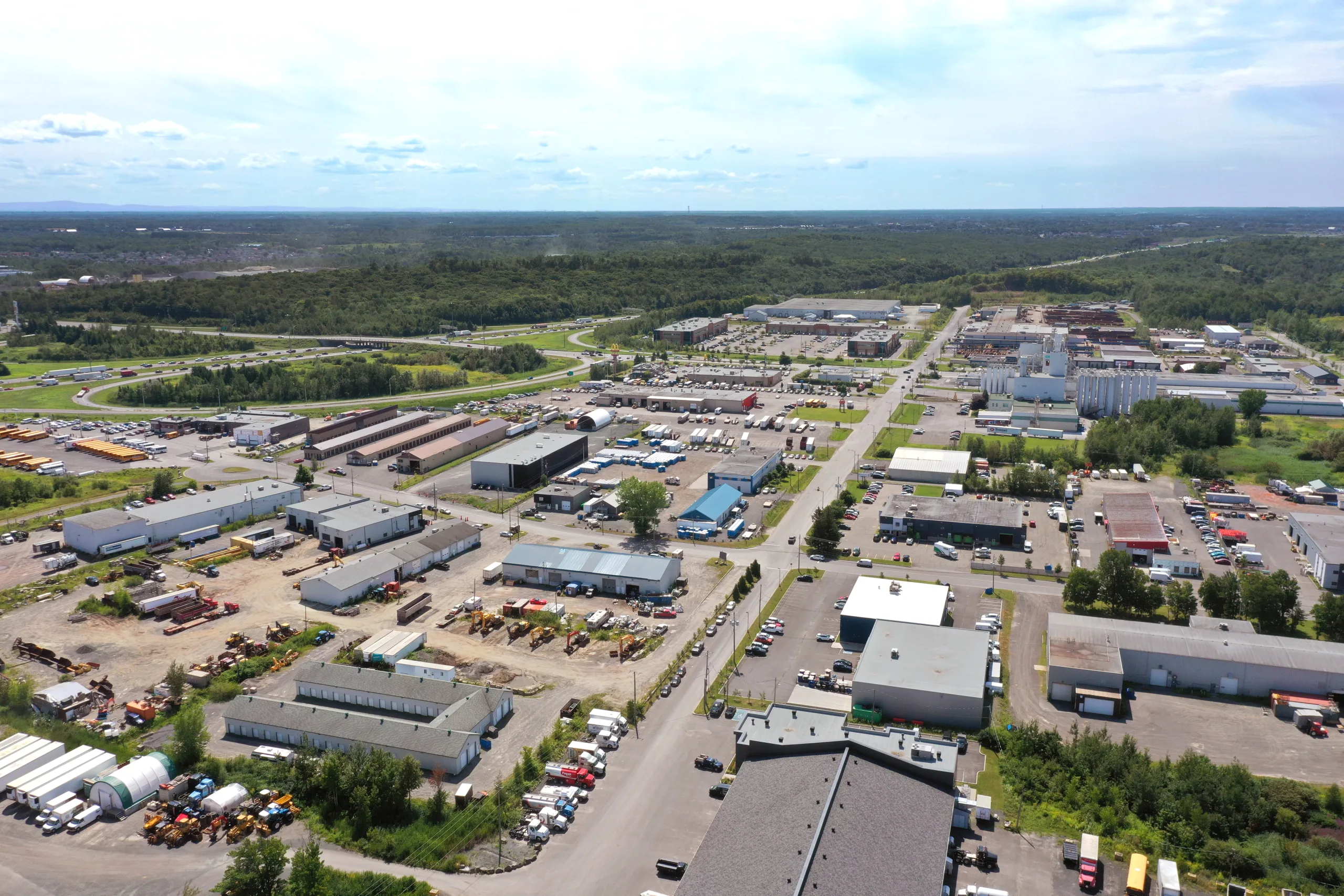 Une vue aérienne du parc industriel Saint-Romuald